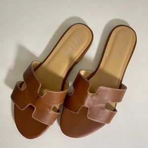 French Sole Cognac Leather Alibi Sandals